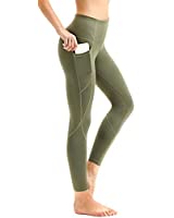AFITNE Yoga Pants for Women High Waisted Tummy Control Athletic Leggings with Pockets Workout Gym Yoga Pants Army Green - M